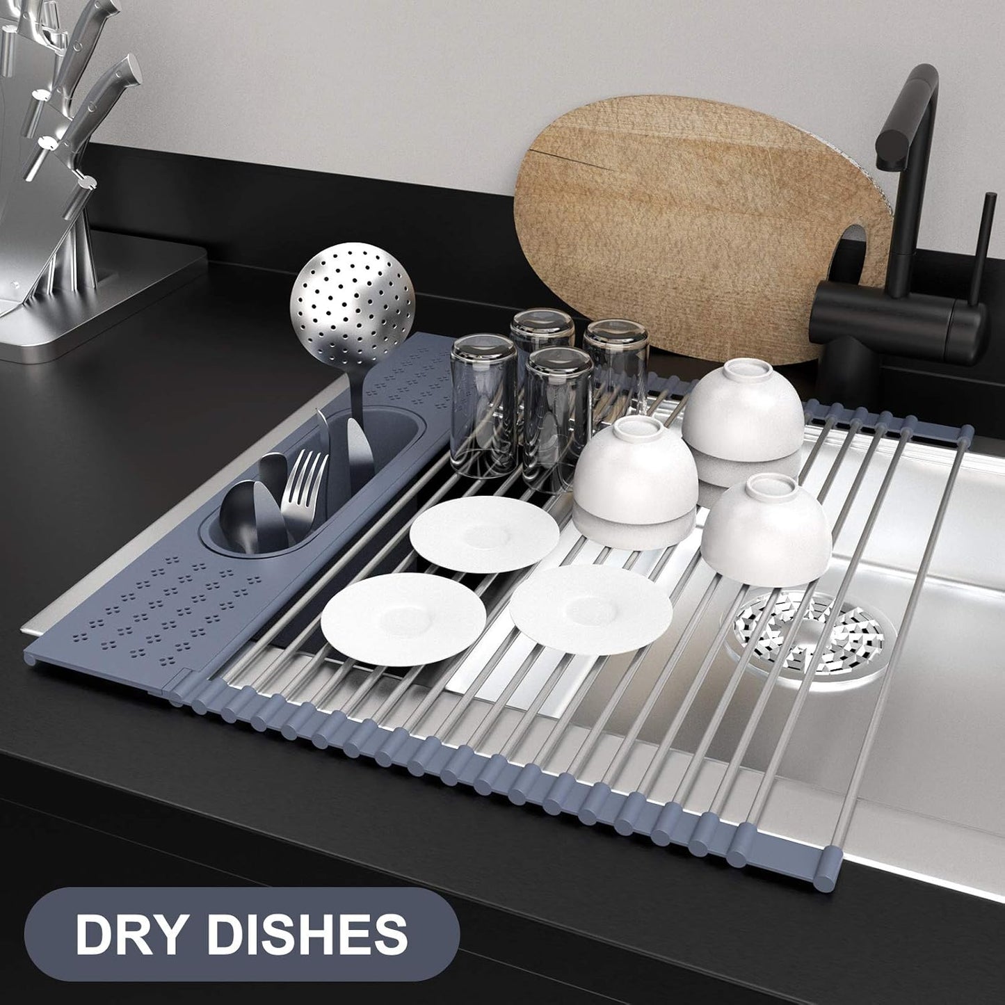 Roll Up Dish Drying Rack 17 x 15 Over The Sink Dish Drying Rack