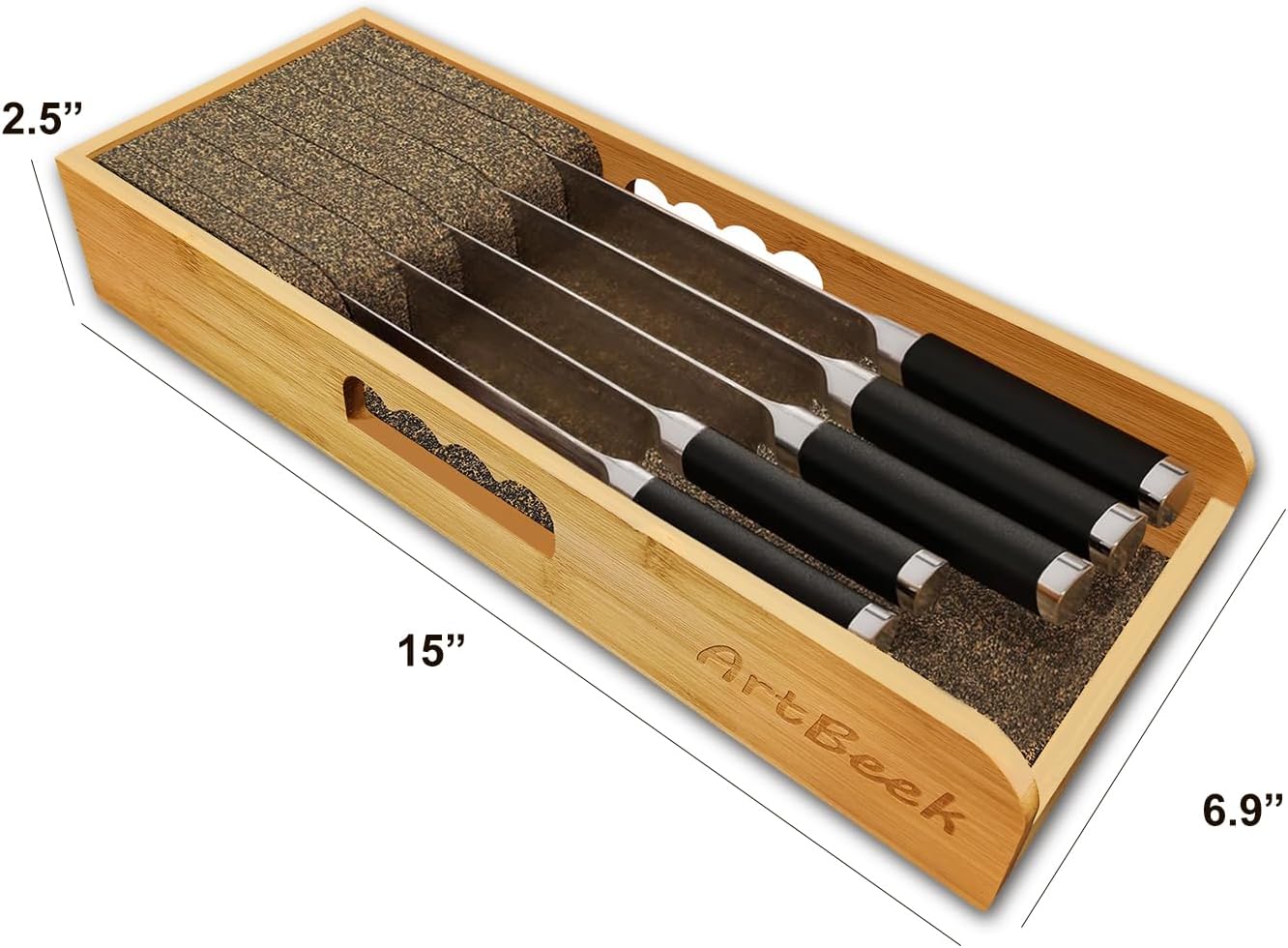 Knife Drawer Organizer Bamboo Insert Dock