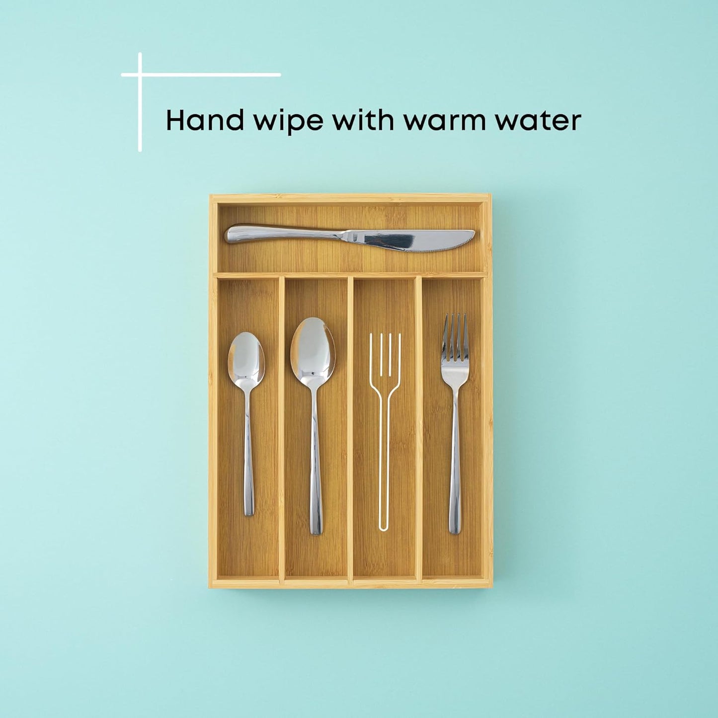 Bamboo Drawer Organizer for Kitchen Utensils, Drawer Divider for Large Cutlery and Silverware