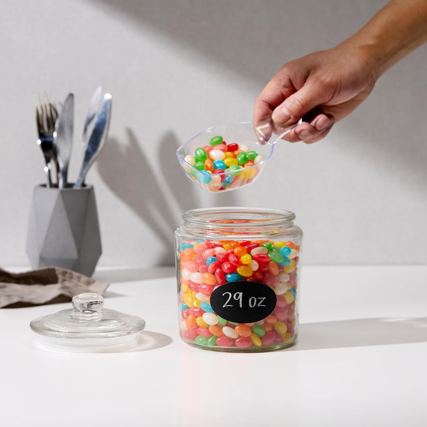 Glass Storage Jars with Lids - 29oz (Set of 2), Kitchen Canisters for Sugar, Cookies, Cotton Balls