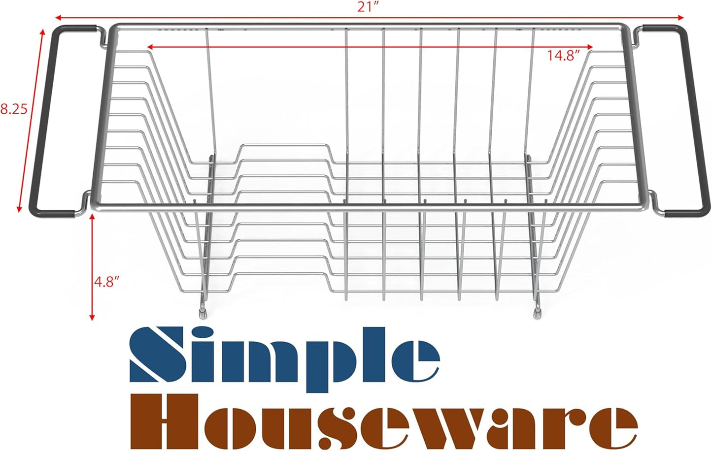 Over Sink Counter Top Stainless Steel Dish Drainer Drying Rack, Chrome