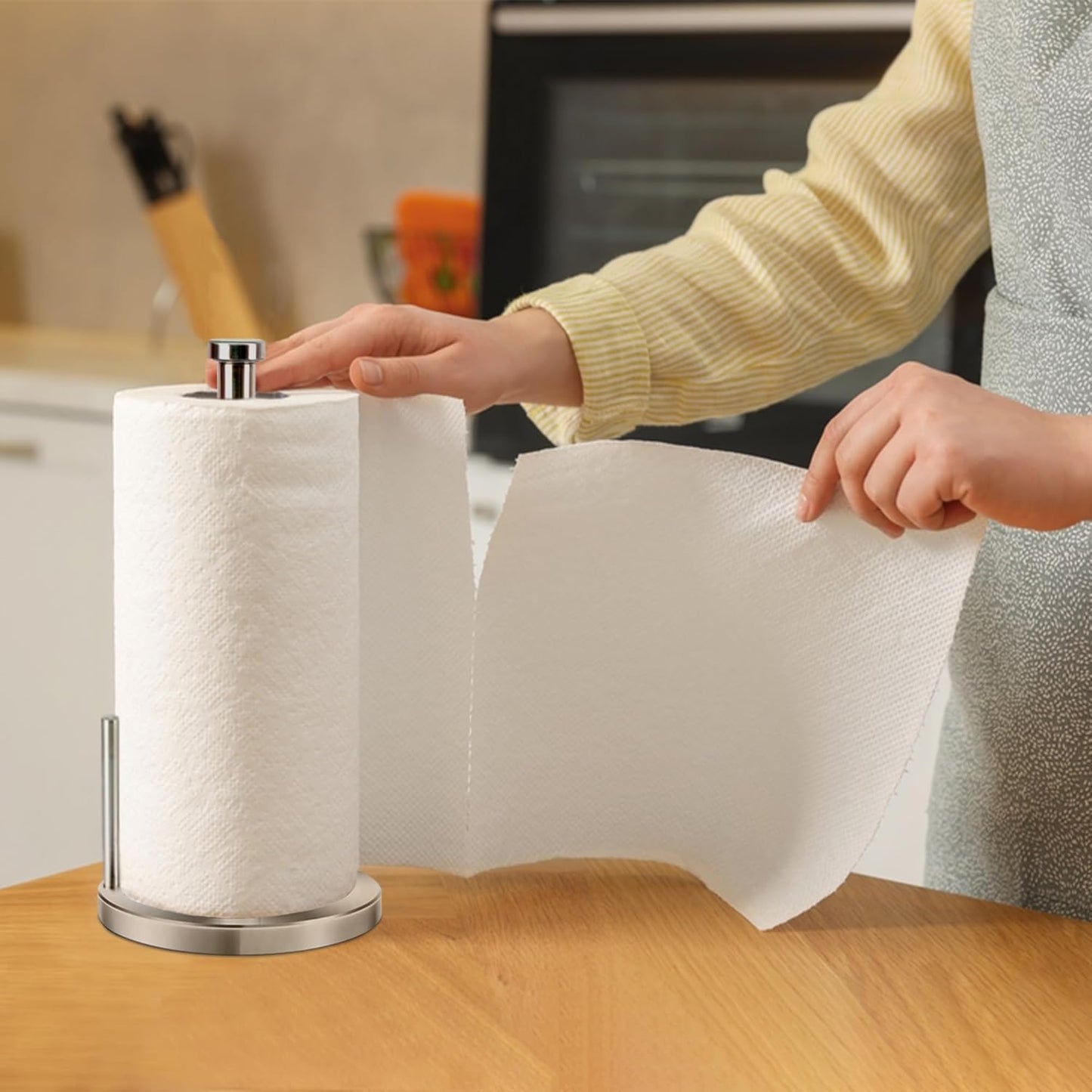 Paper Towel Holder with Side Rod, Stainless Steel