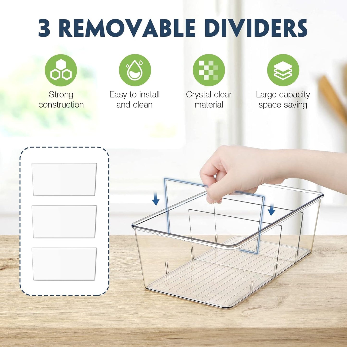 Pantry Organization and Storage Bins, Refrigerator Organizer Bins – Clear