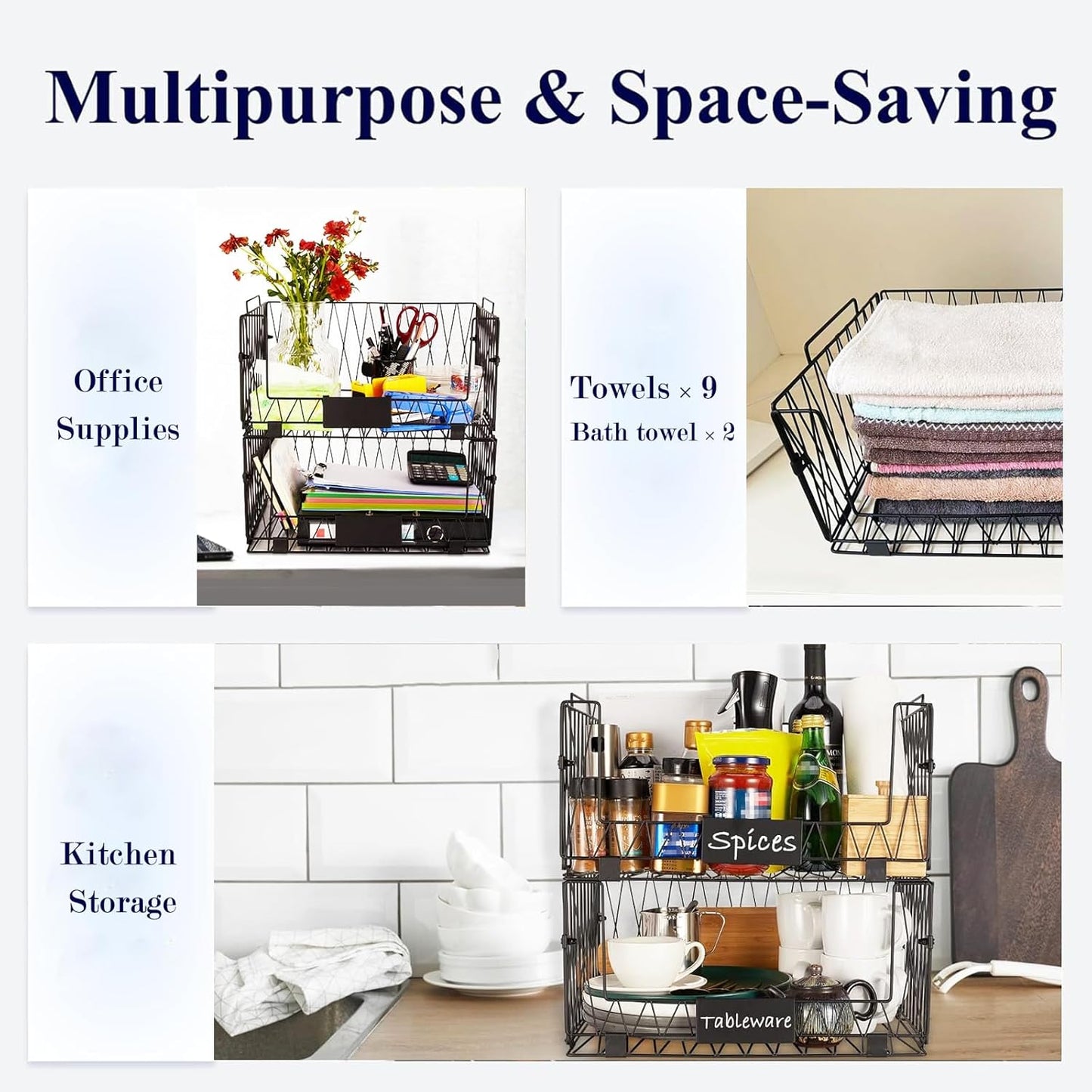 4 PACKS XXL Kitchen Organization and Storage Pantry Baskets