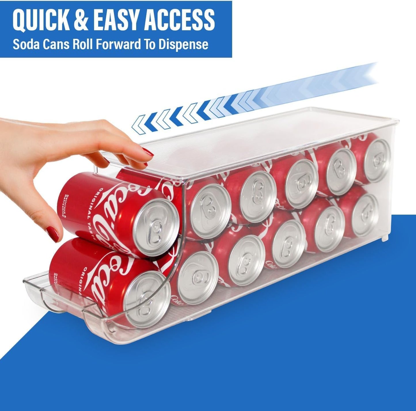 Soda Can Organizer with Lids, Stackable Soda Can Dispenser for Refrigerator