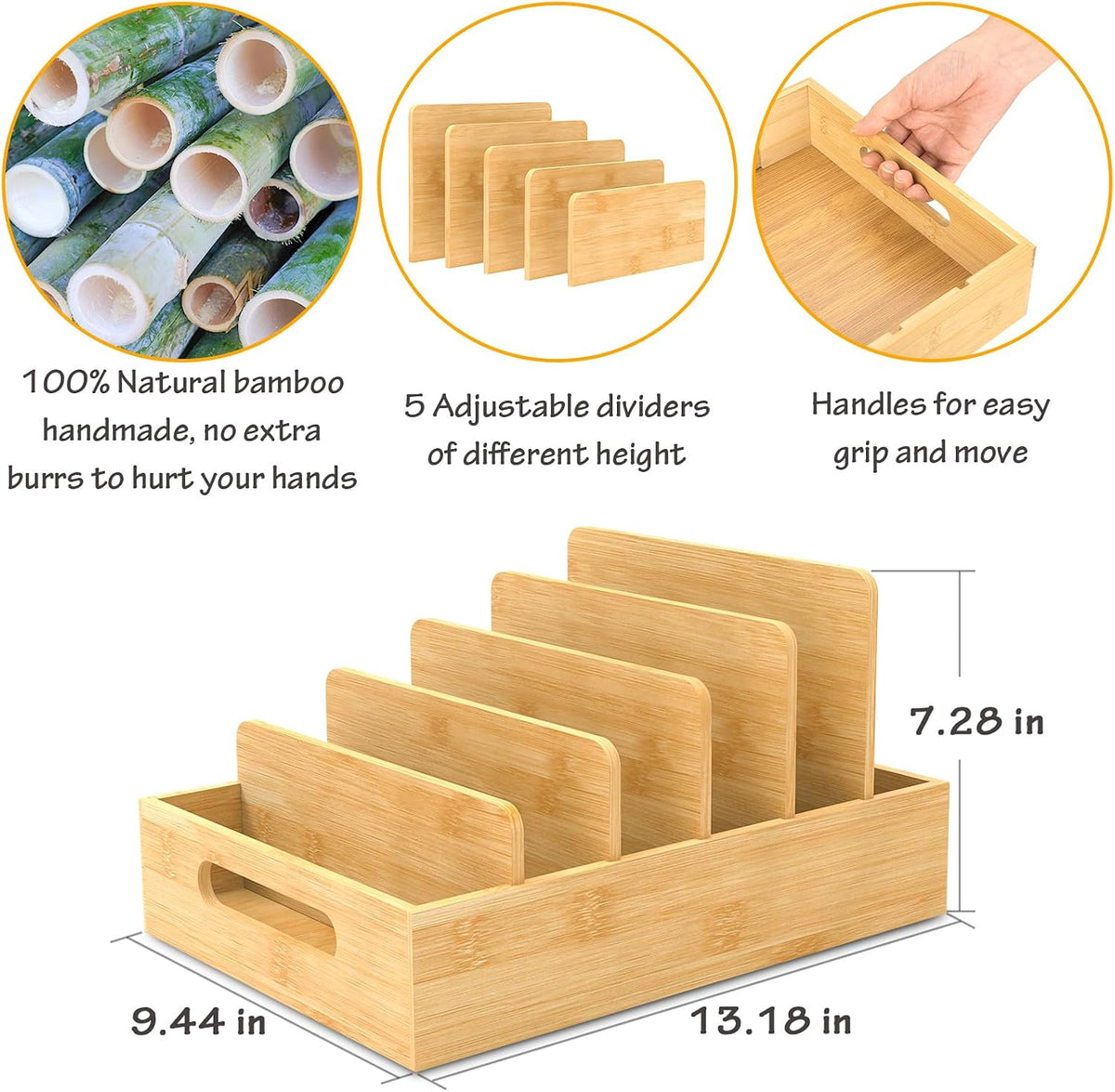 Retro Shaw Lid Organizer for Plastic Lids, with 5 Adjustable