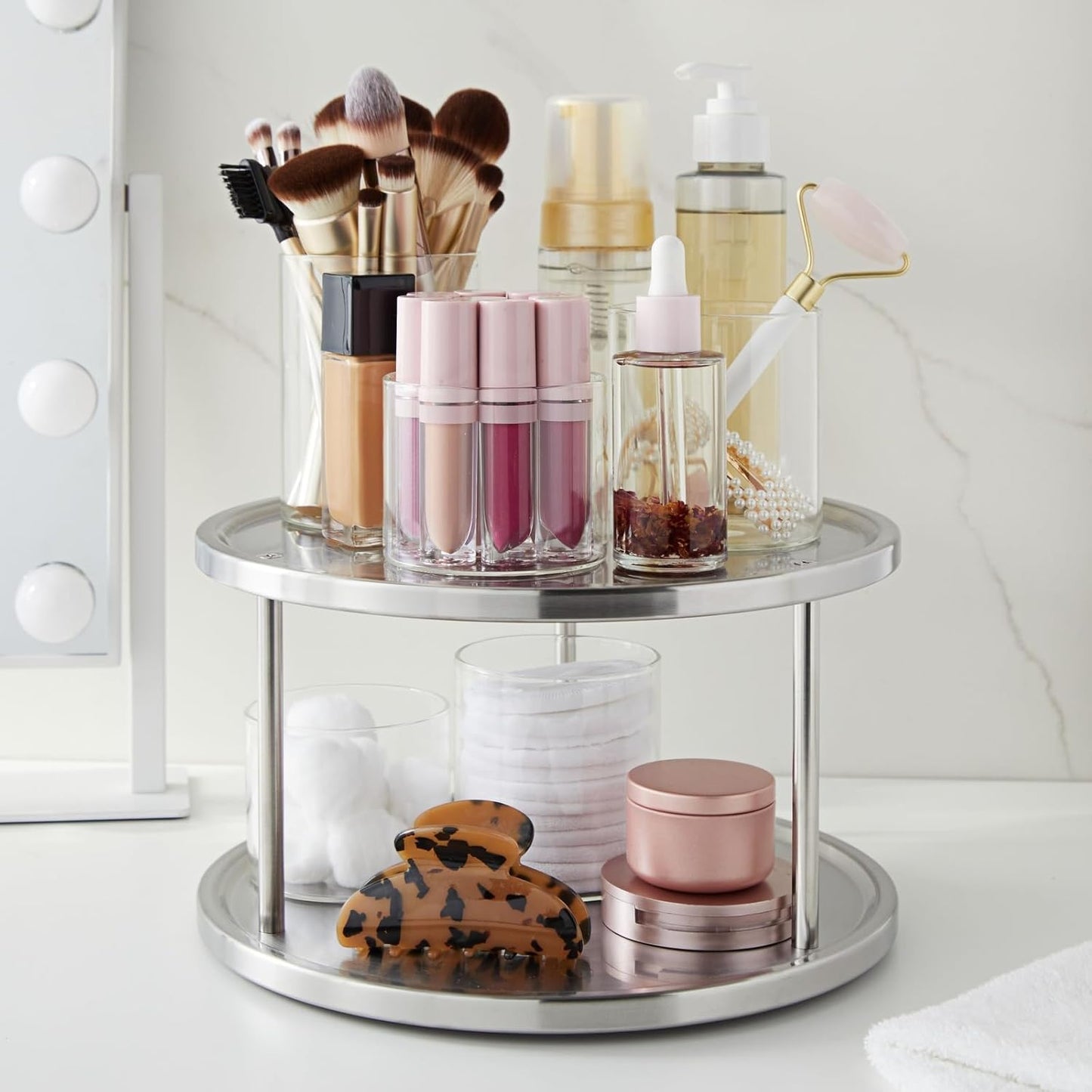 2-Tier Lazy Susan Spice Rack Organizer for Cabinet - 10.5 in