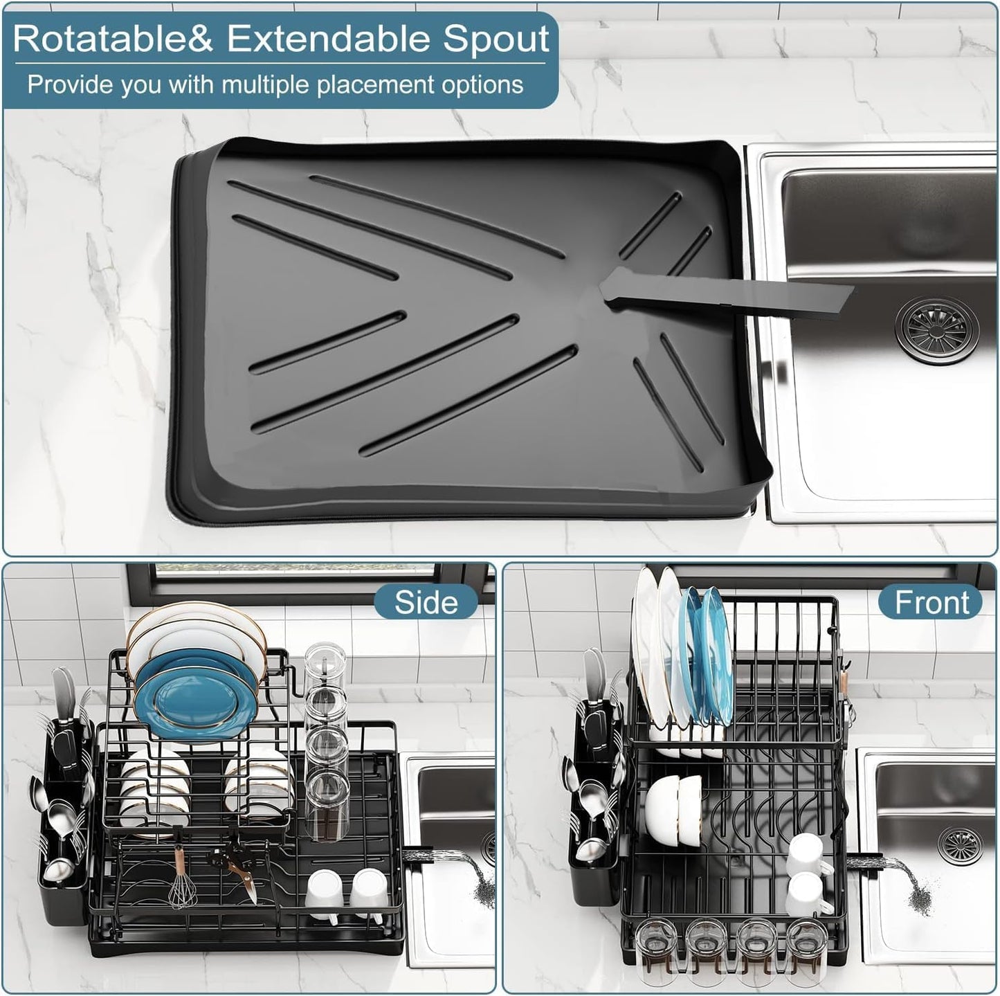 Dish Drying Rack, 2 Tier Dish Racks for Kitchen Counter