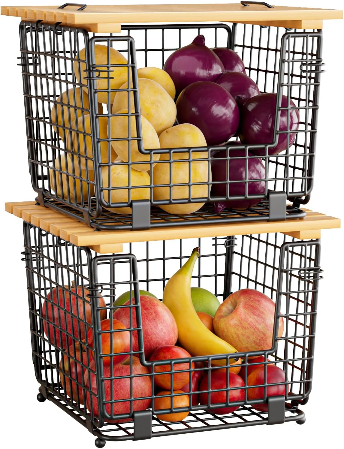 Wire Storage Basket for Kitchen Pantry: GGIU Stackable Kitchen Counter Organizers