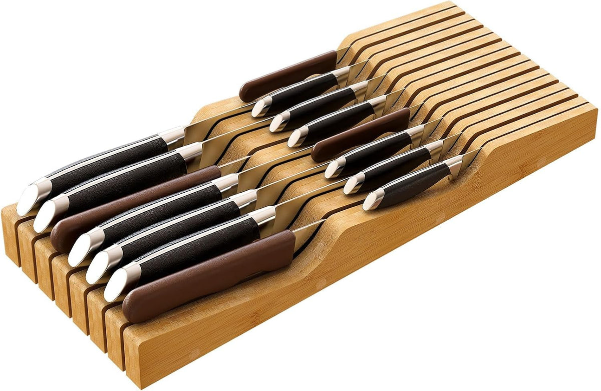 Knife Drawer Organizer (Natural, 7 Knives Organizer)