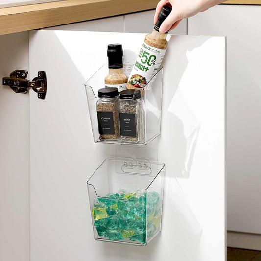 2-Pack Kitchen Cabinet Door Organizer Adhesive, Hanging Storage Bins