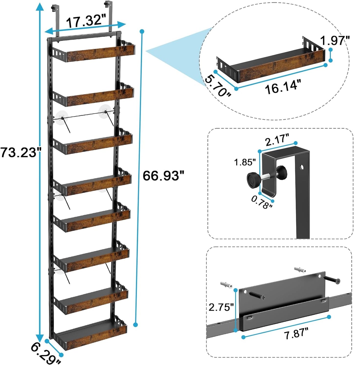 8-Tier Over the Door Pantry Organizer, 2-in-1 Door Hanging or Wall Mounted Spice Rack
