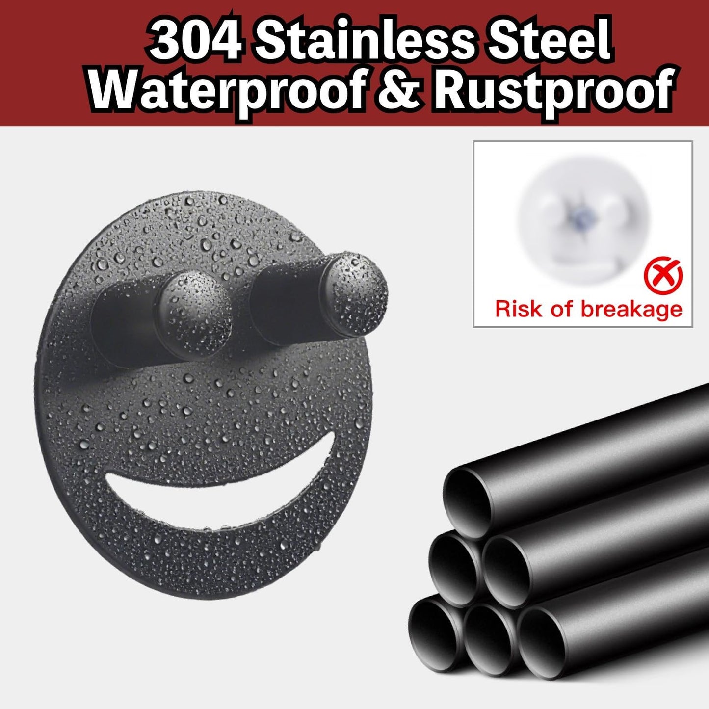 Stainless Steel Smiley Face Sponge Holder with Adhesive Hook - No Falling Risk