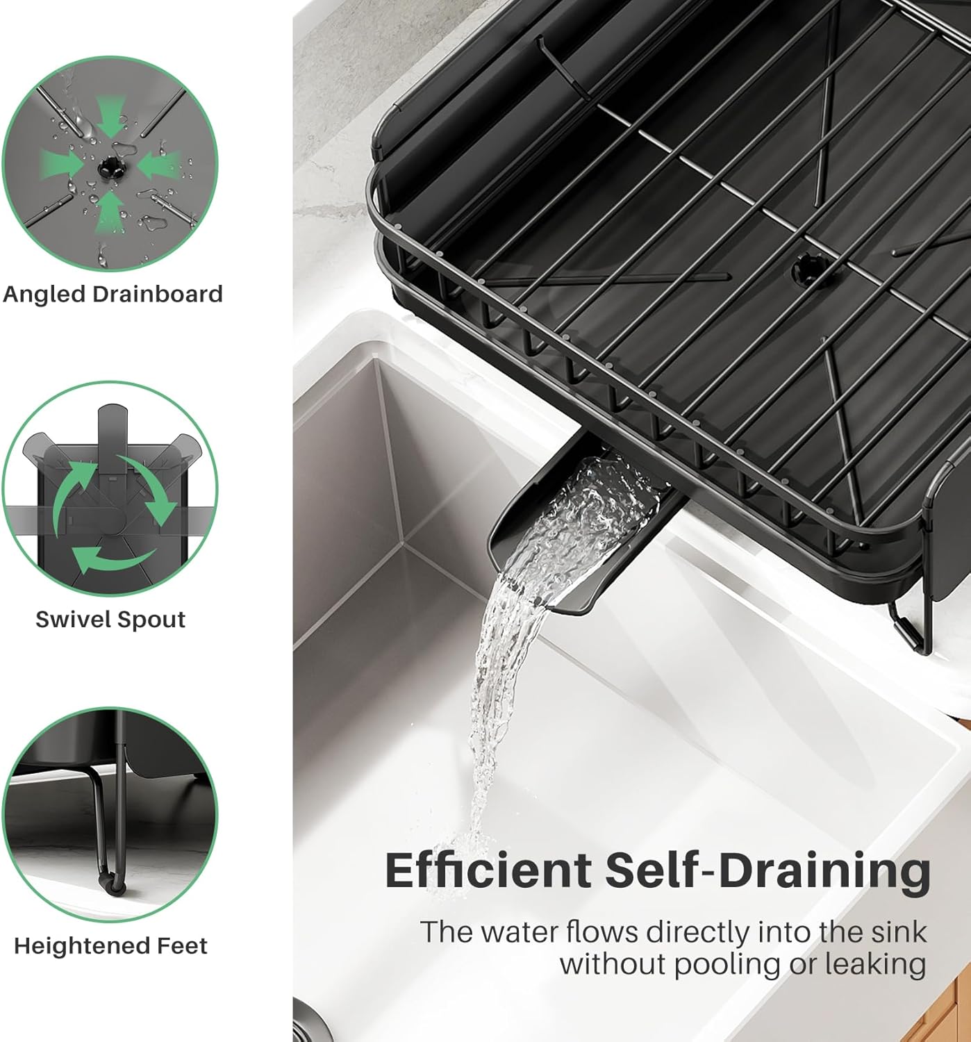 Large Dish Drying Rack - Expandable (19.3" to 29.4") Dish Rack for Kitchen Counter