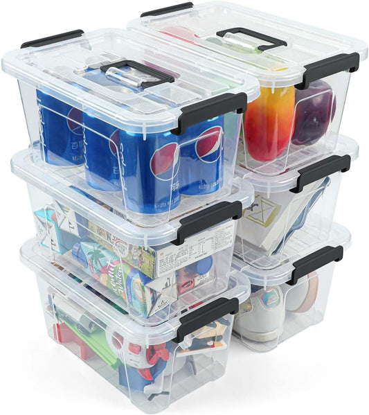 Plastic Storage Bins with Lids 6 Pack Storage Organizer