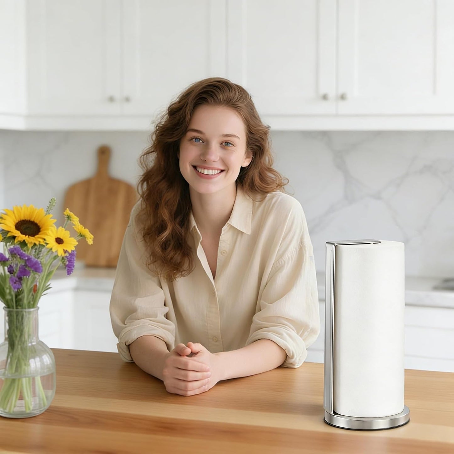 Paper Towel Holder Countertop with Anti Slip Weighted Base