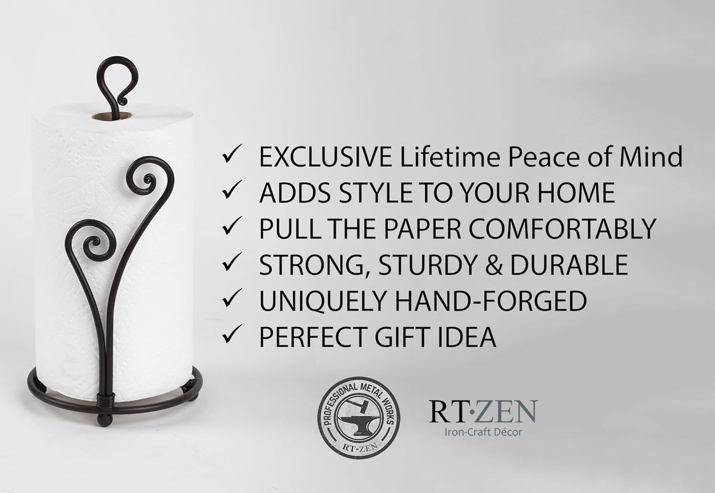 Matte Black Paper Towel Holder Countertop - Decorative Farmhouse Paper Towel Roll Holder