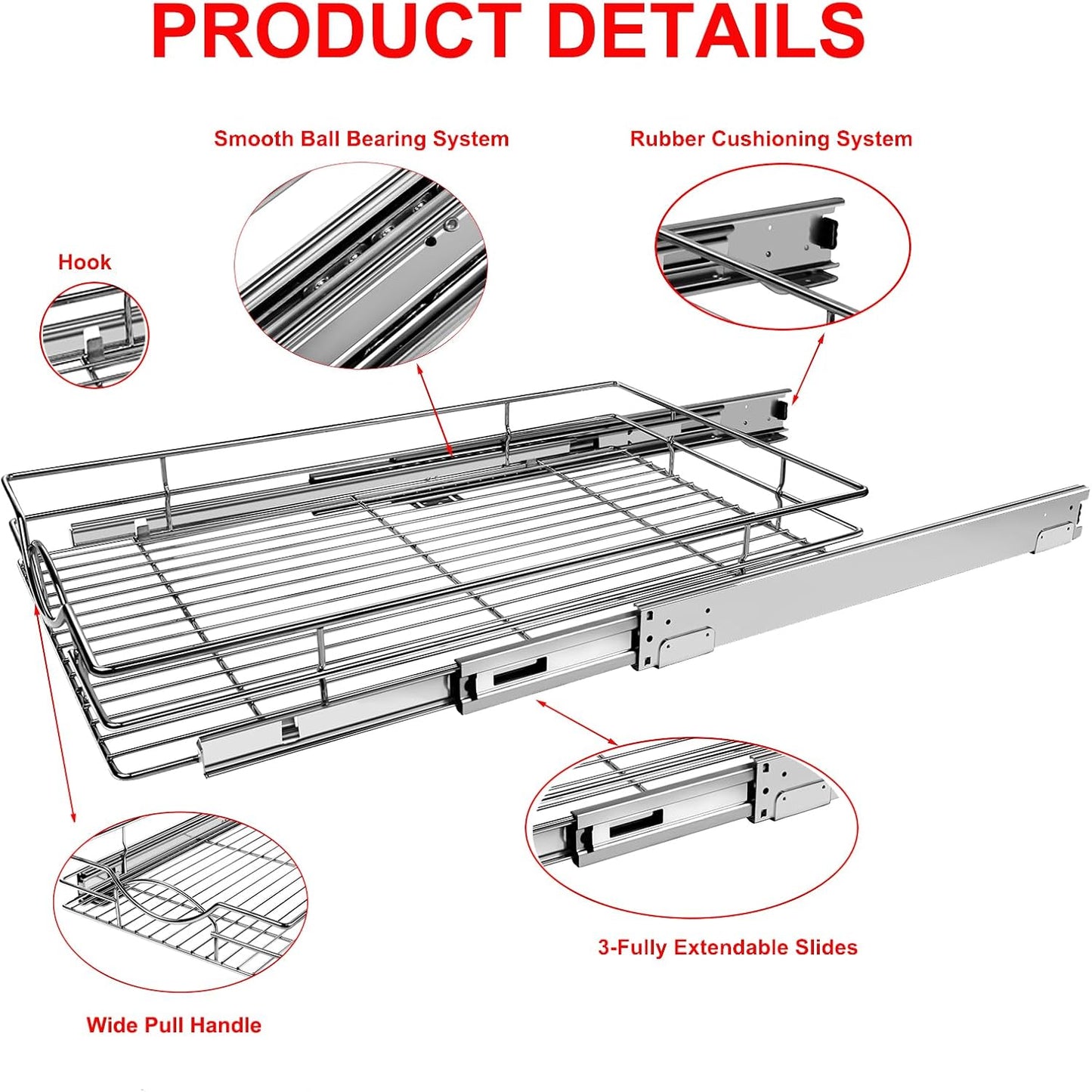 Pull Out Cabinet Organizer 11" W x 21" D, Heavy Duty Kitchen Cabinet Pull Out Shelves