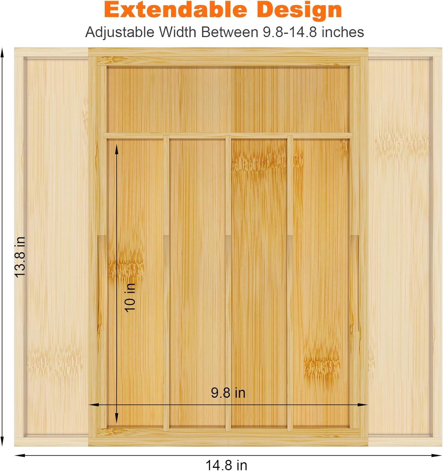 Bamboo Utensil Organizer for Kitchen Drawers