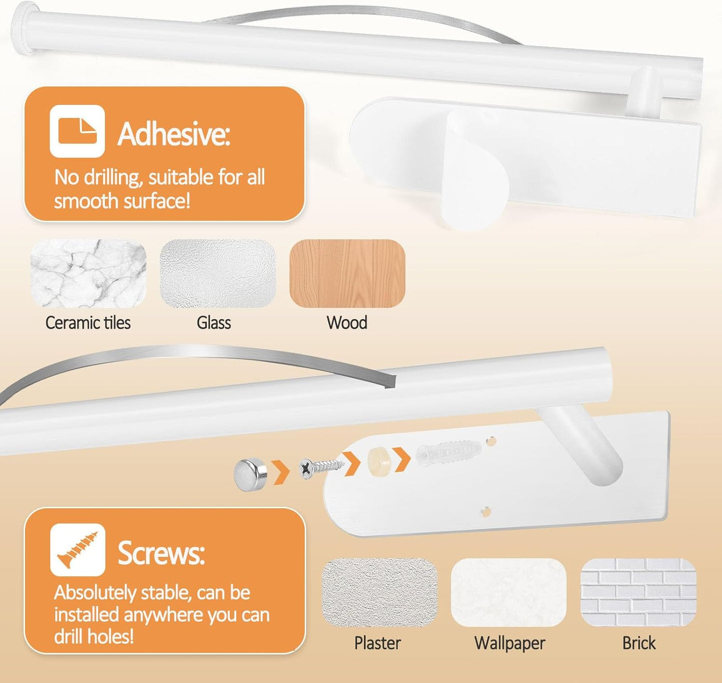 Paper Towel Holder with Damping Effect, Single Hand Operable Paper Towel Holder Under Cabinet