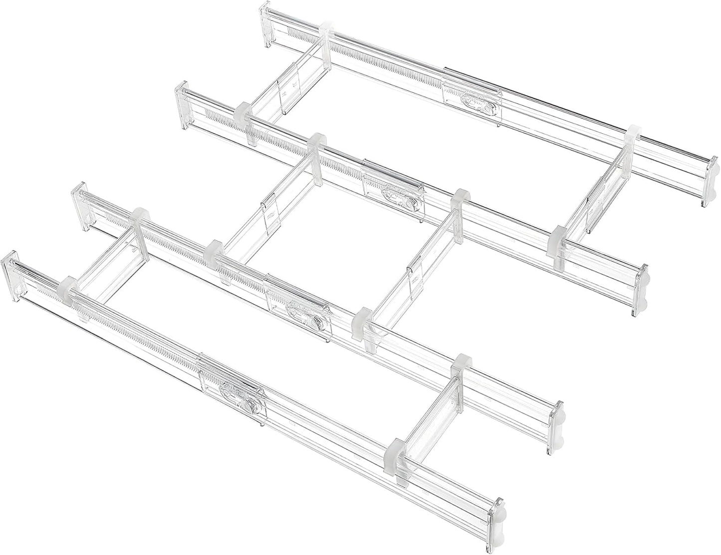 2.36” Drawer Dividers with Expandable Inserts, 12.8"-22.3" Adjustable Kitchen Drawer Organizer