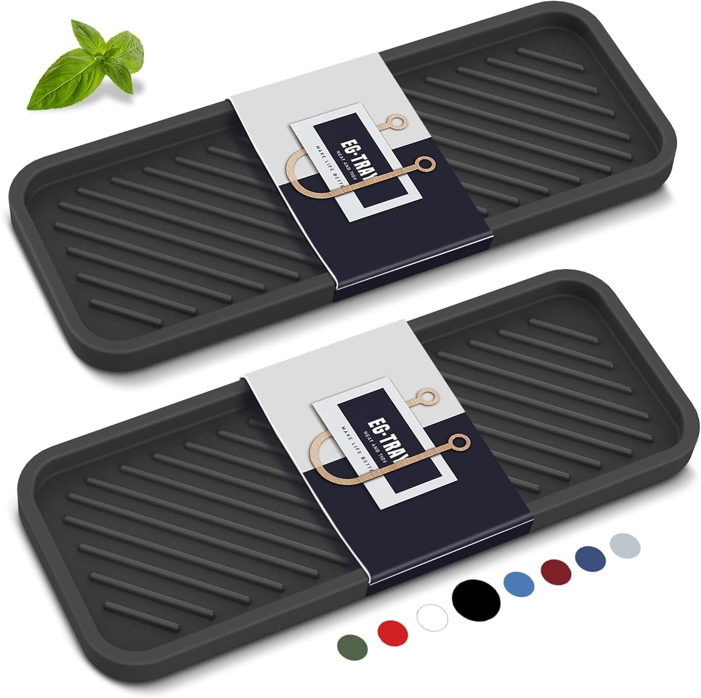 Kitchen Sink Organizer Tray,Sponge Holder for Kitchen Sink Bathroom Counter Tray Sponge Caddy Silicone Soap Holder for Soap dispenser, Bottle, Dishwashing Accessories(2-pack)