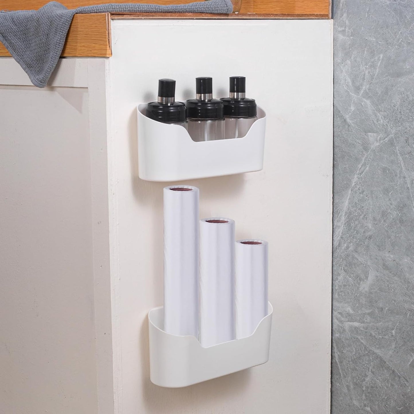 2 Pack Lid Organizers Inside Cabinet, No Drilling Adhesive Over Door Organizer