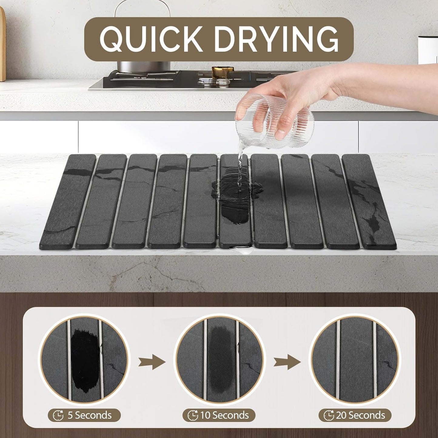 Large Stone Dish Drying Mat for Kitchen Counter