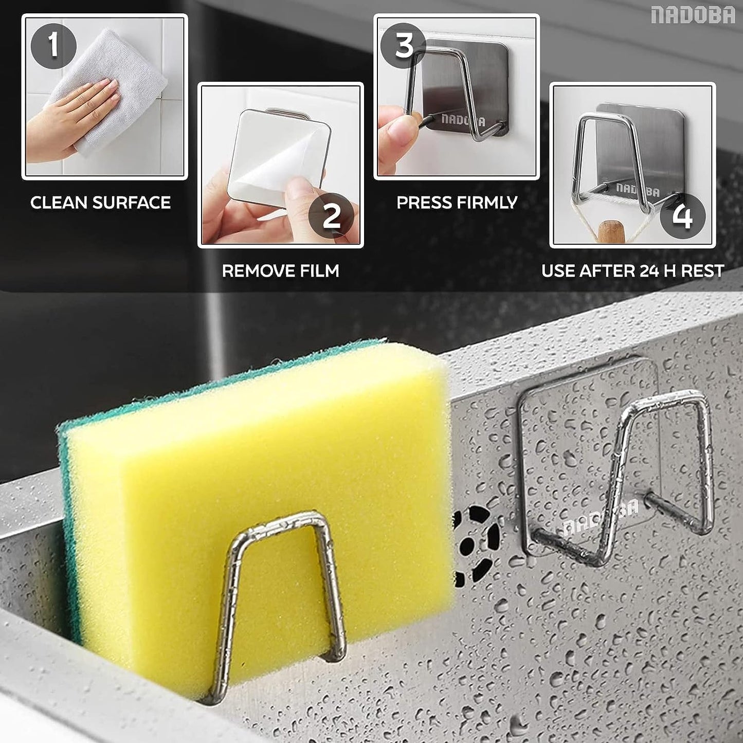 2 Pcs Stainless Steel Sponge Holder for Kitchen Sink