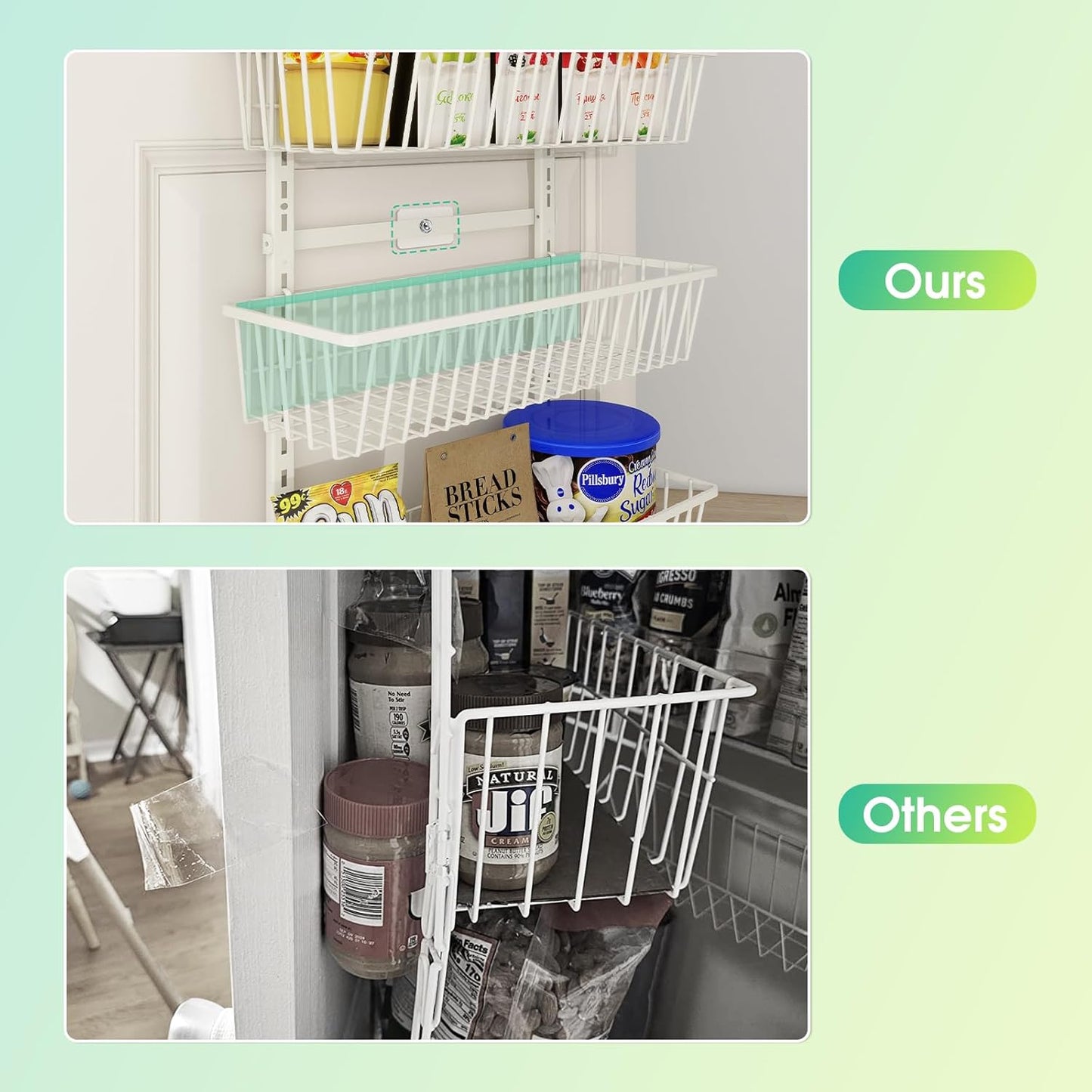 White 9-Tier Over The Door Pantry Organizer, Pantry Organization and Storage