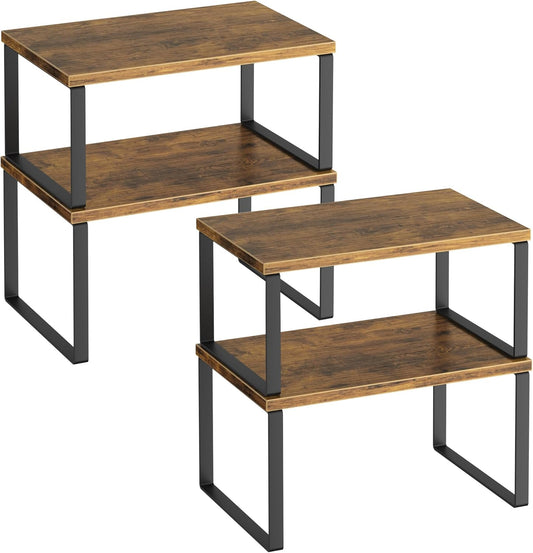 Kitchen Cabinet Organizer Shelf Set of 4, Sturdy Kitchen Counter Shelves with Metal Legs