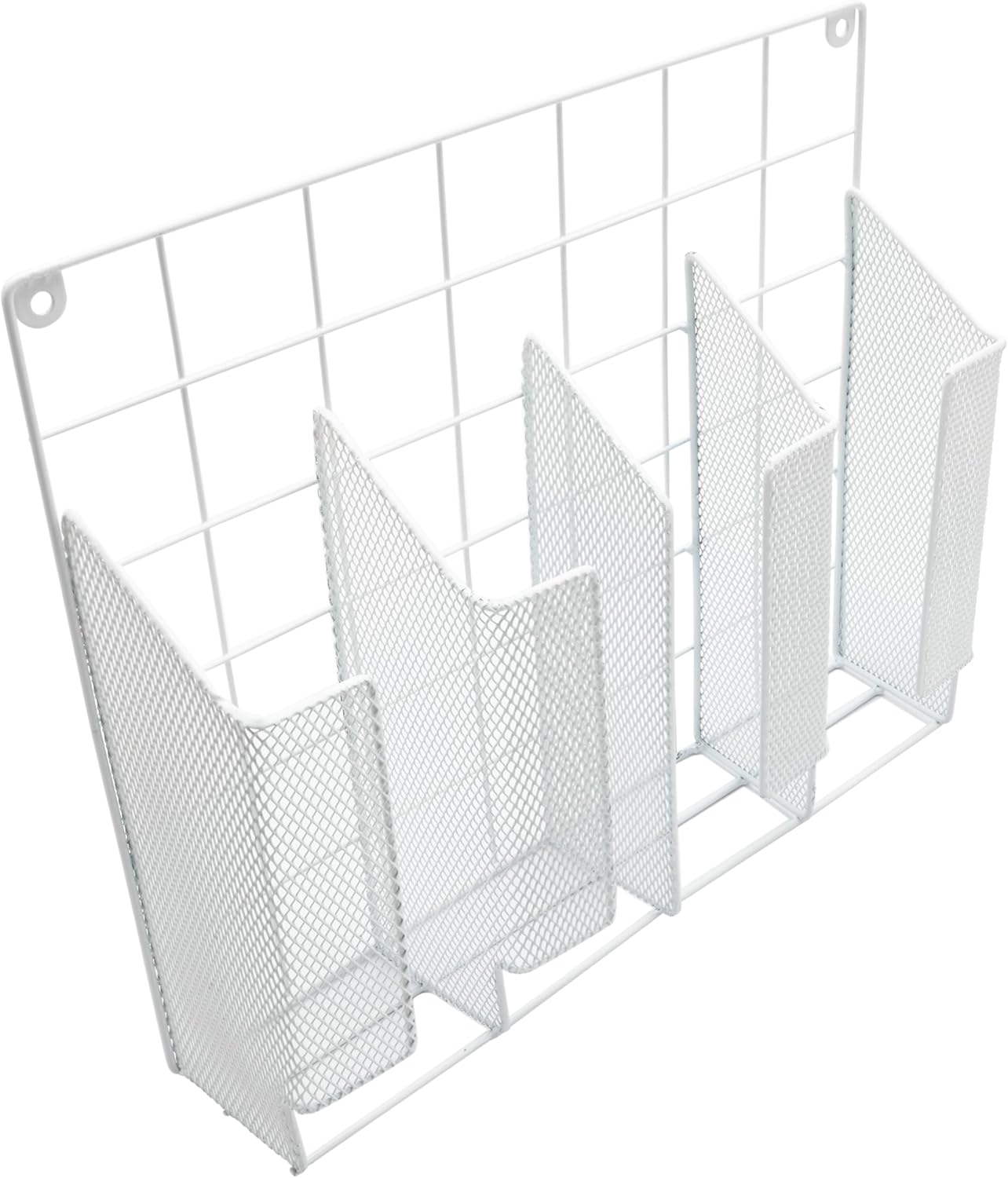 4-Compartment Wall Mount Kitchen Storage Organizer Holder Basket Pantry Caddy Wrap Rack for Aluminum Foil, Sandwich Bags - White 2232