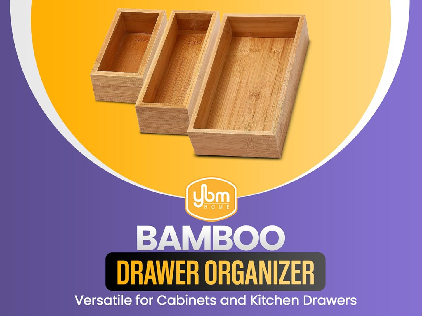 Bamboo Drawer Organizer Storage Box for Kitchen Drawer, Junk Drawer, Office, Bedroom