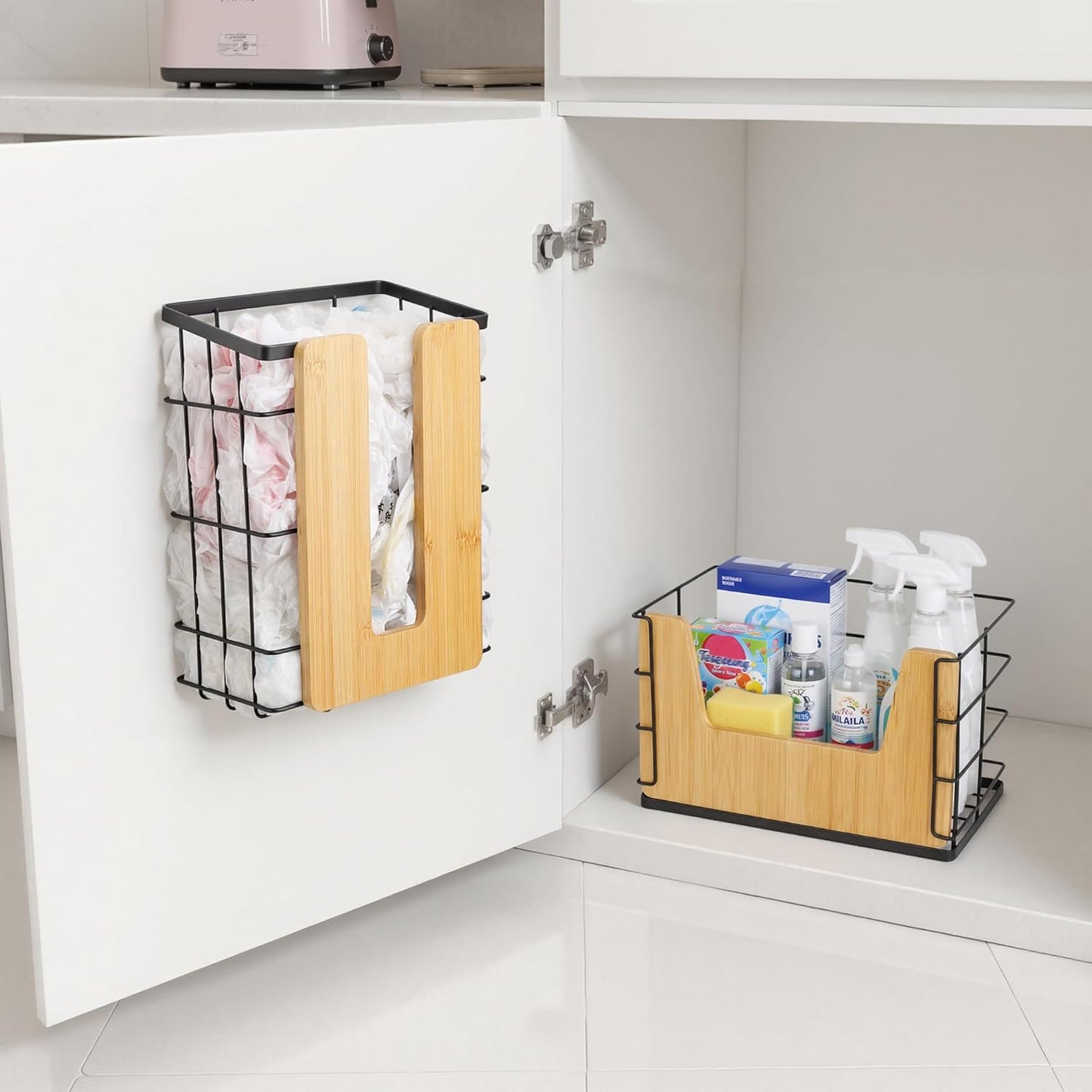 2-Pack Trash Bag Dispenser and Grocery Bag Holder