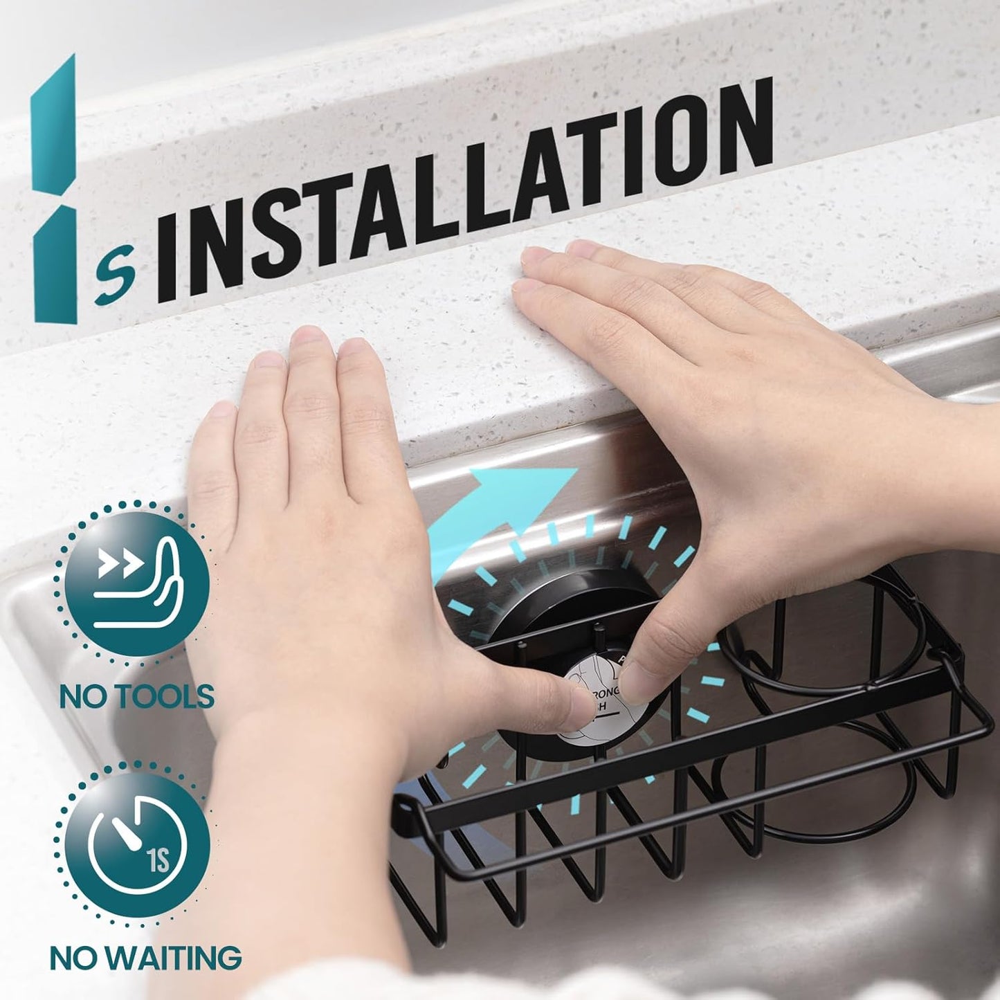 4-in-1 Sponge Holder for Kitchen Sink with Strong Suction Cup Removable