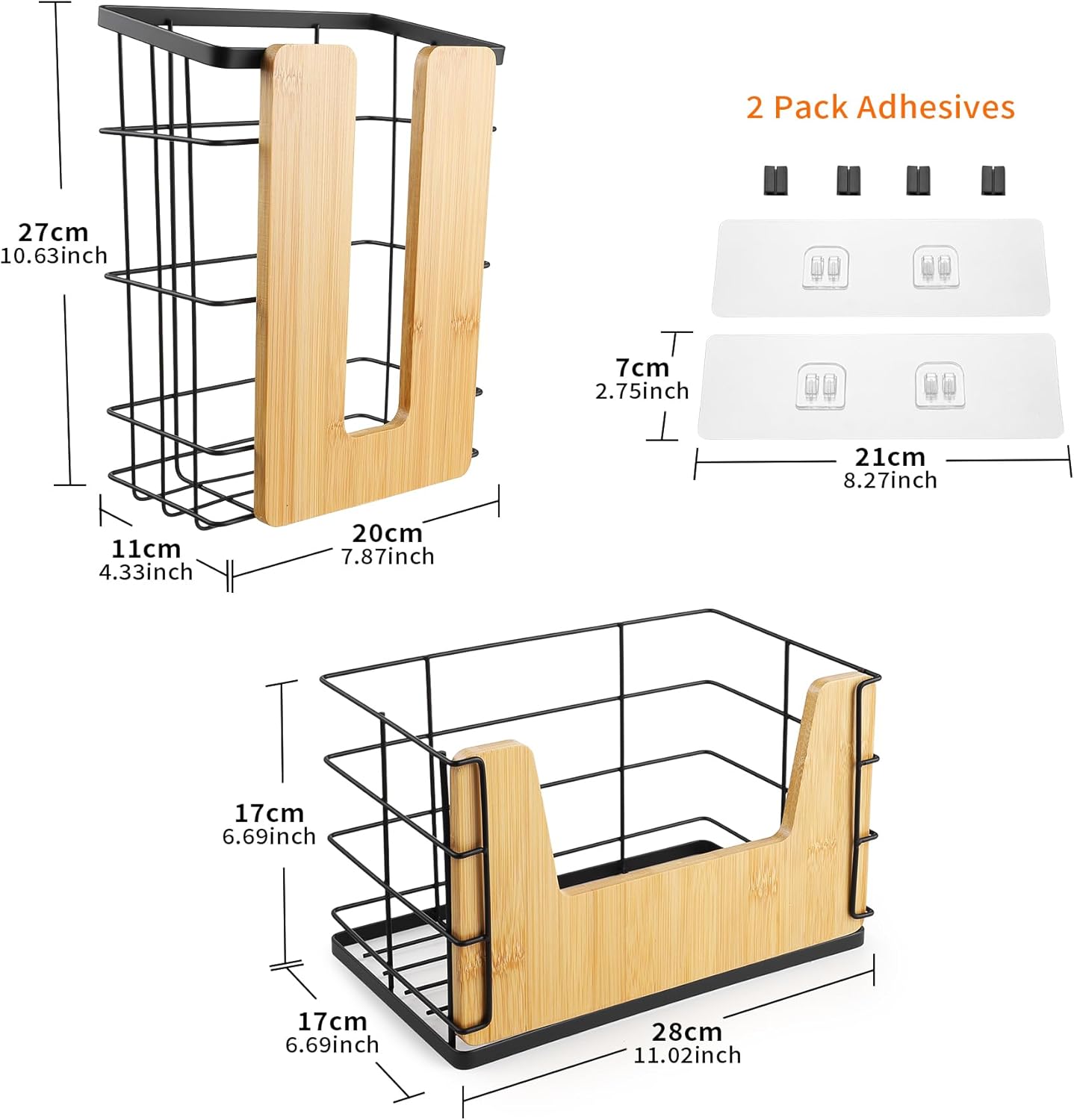 2-Pack Trash Bag Dispenser and Grocery Bag Holder