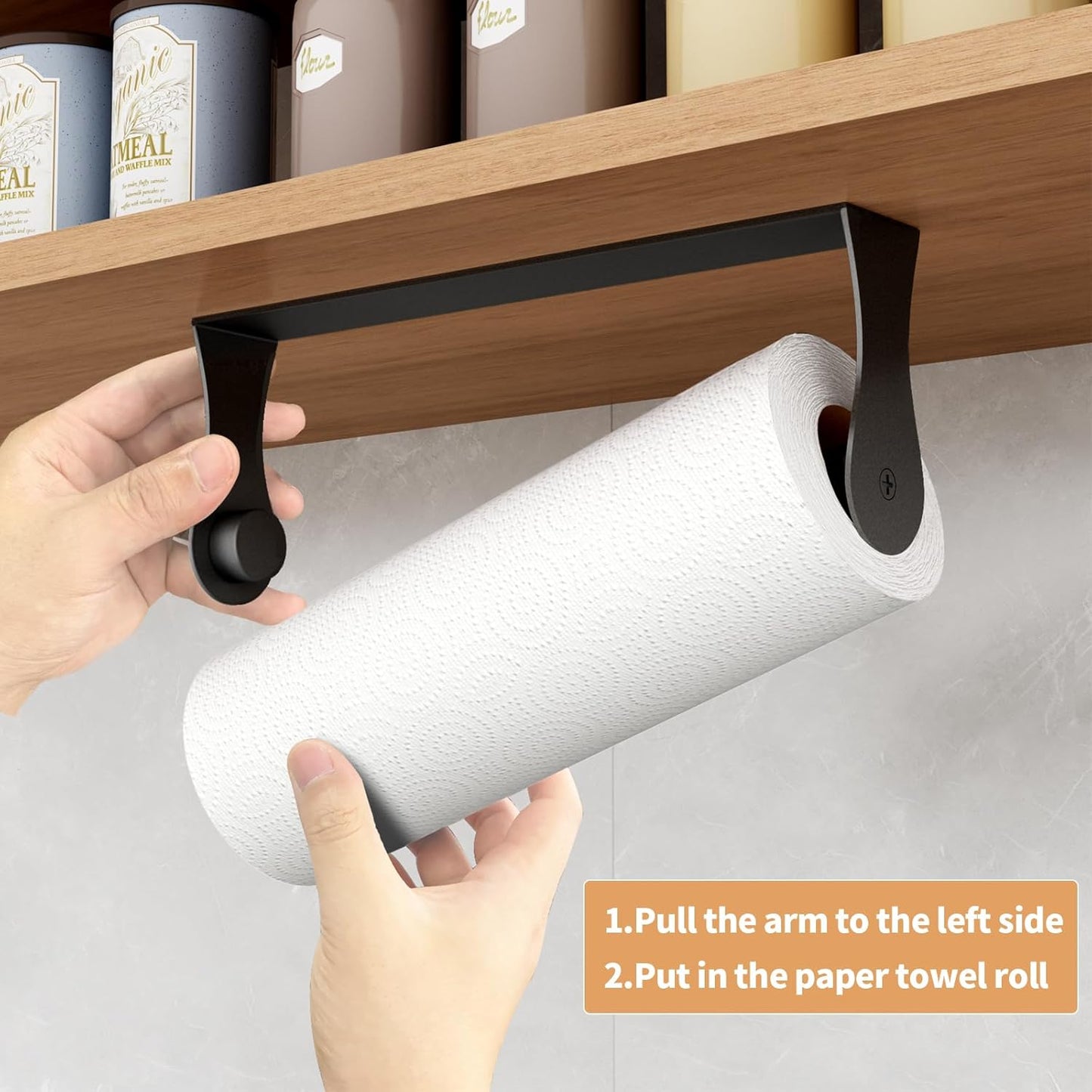 Paper Towel Holder Under Cabinet, Stainless Steel, Wall Mount