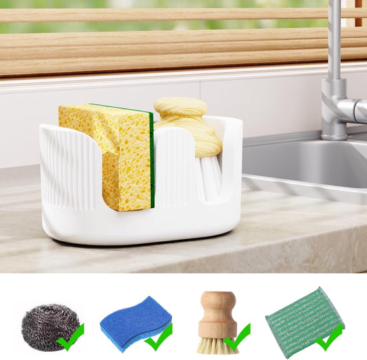 Ultra Absorbent Stone Sponge Holder for Kitchen Sink, 2 Slot Diatomite Dish Brush Sponge Holder