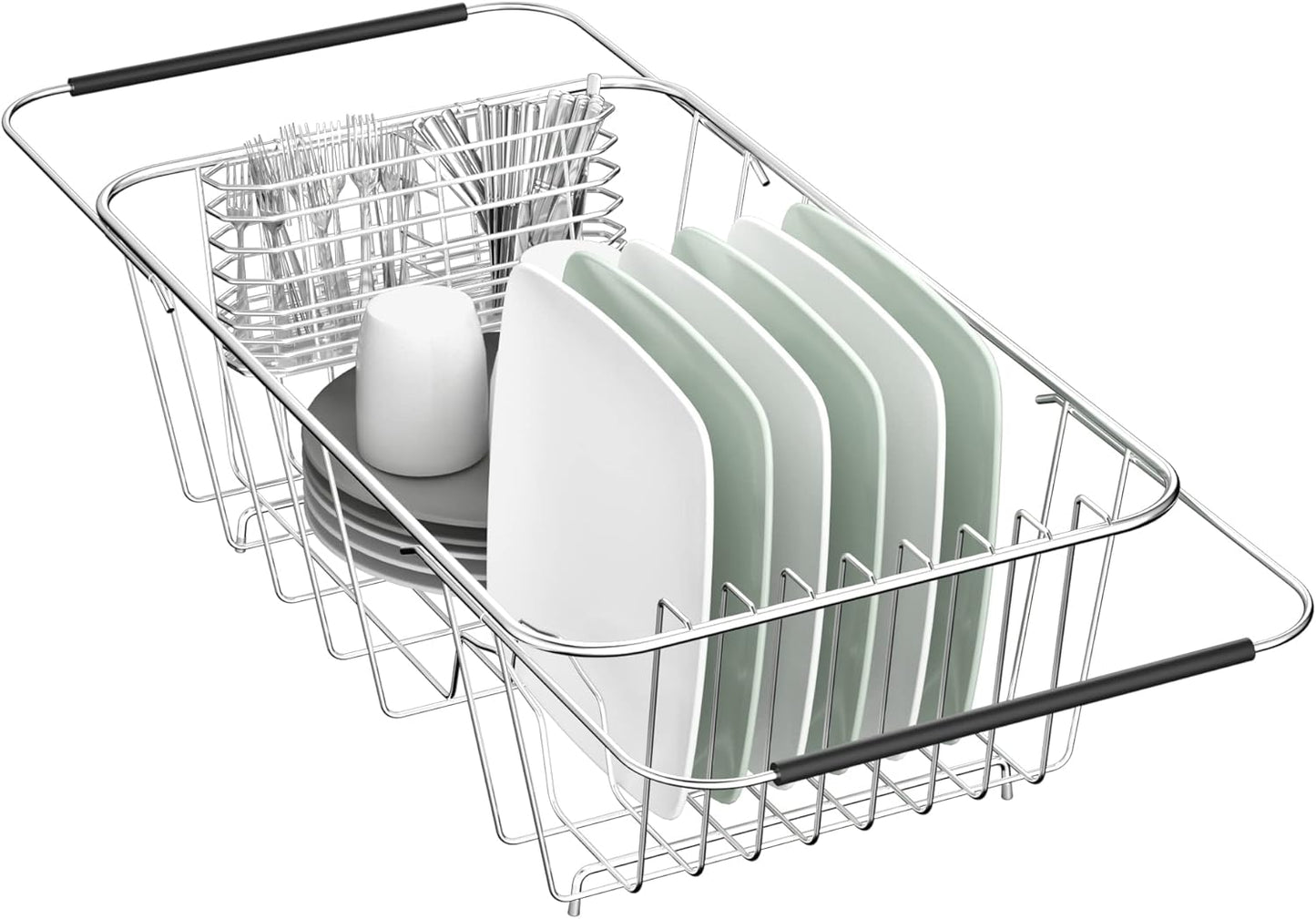 Over Sink Dish Drying Rack for Small Sink, Compact Expandable 14.25"–22.44"