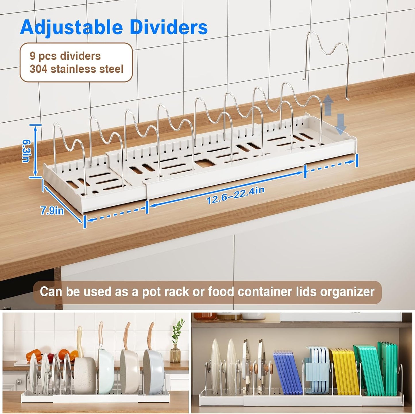 2 Pack Pots and Pans Organizer Under Cabinet