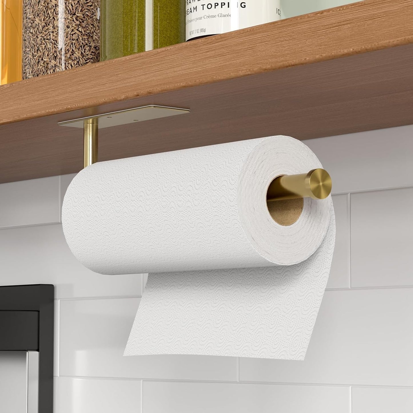 Paper Towel Holder Under Cabinet, Self-Adhesive,No Drilling, Stainless Steel