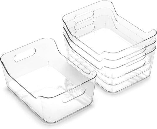 Plastic Organizer Bins, X-Small - 4 Pack | THE SOHO COLLECTION | Multi-Use Organizer Bins | Pantry & Freezer Bin | Plastic Storage Containers | Bin for Home & Kitchen Org