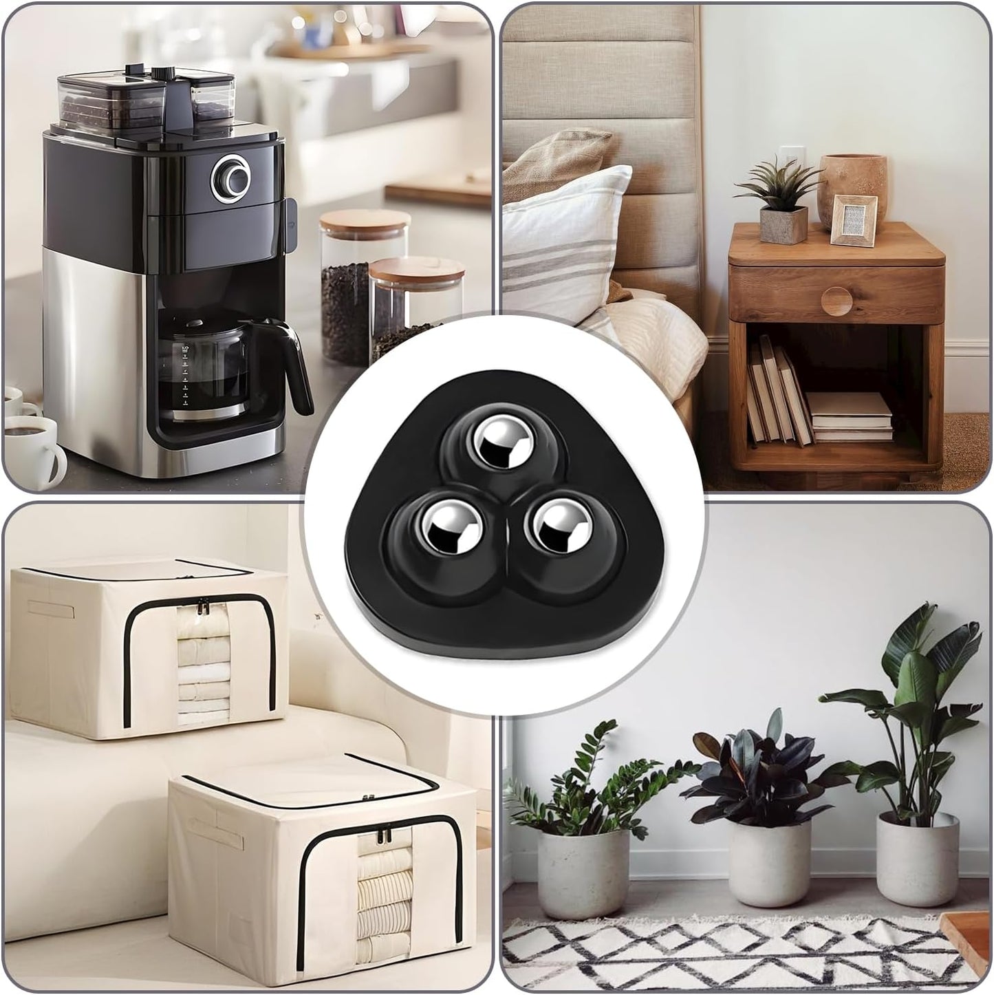 Appliance Slider, 8 Pack Self Adhesive Mini Caster Wheels, Appliance Rollers, 360° Swivel Universal Rollers, Appliance Sliders for Kitchen Appliances, for Coffee Maker, Countertop, Storage Box