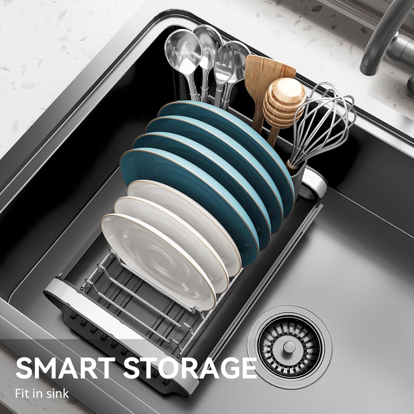 Small Dish Drying Rack, Mini Expandable Compact Dish Rack