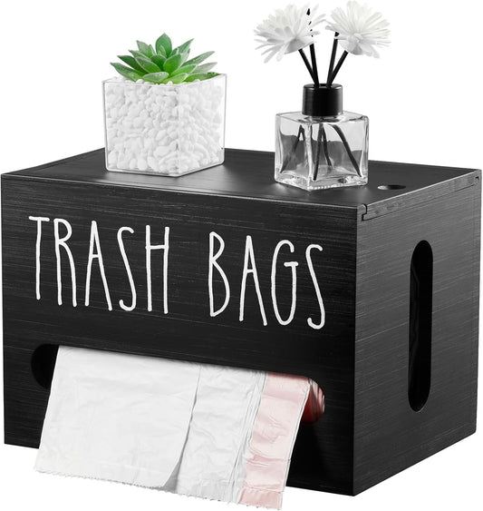 Trash Bag Dispenser, Large Wooden Trash Bag Holder Wall Mount