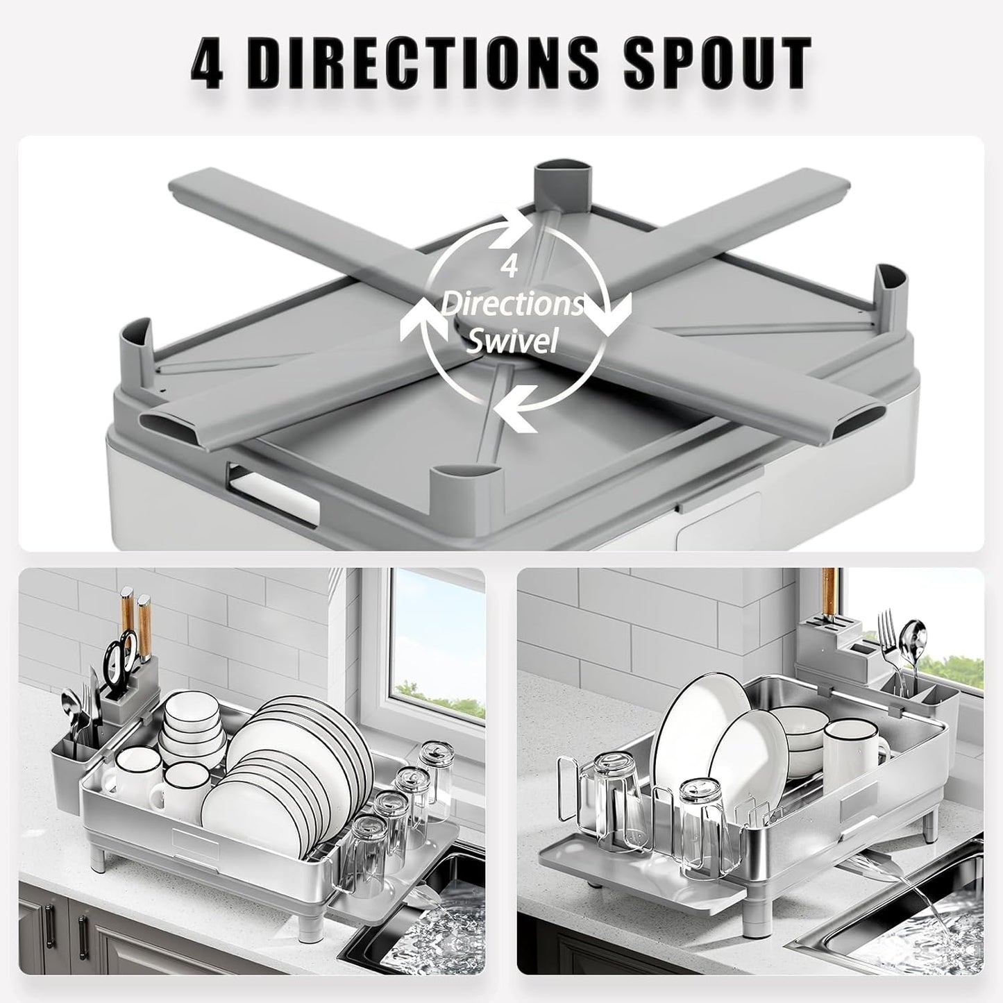 Dish Drying Rack, 304 Stainless Steel Dish Racks for Kitchen Counter