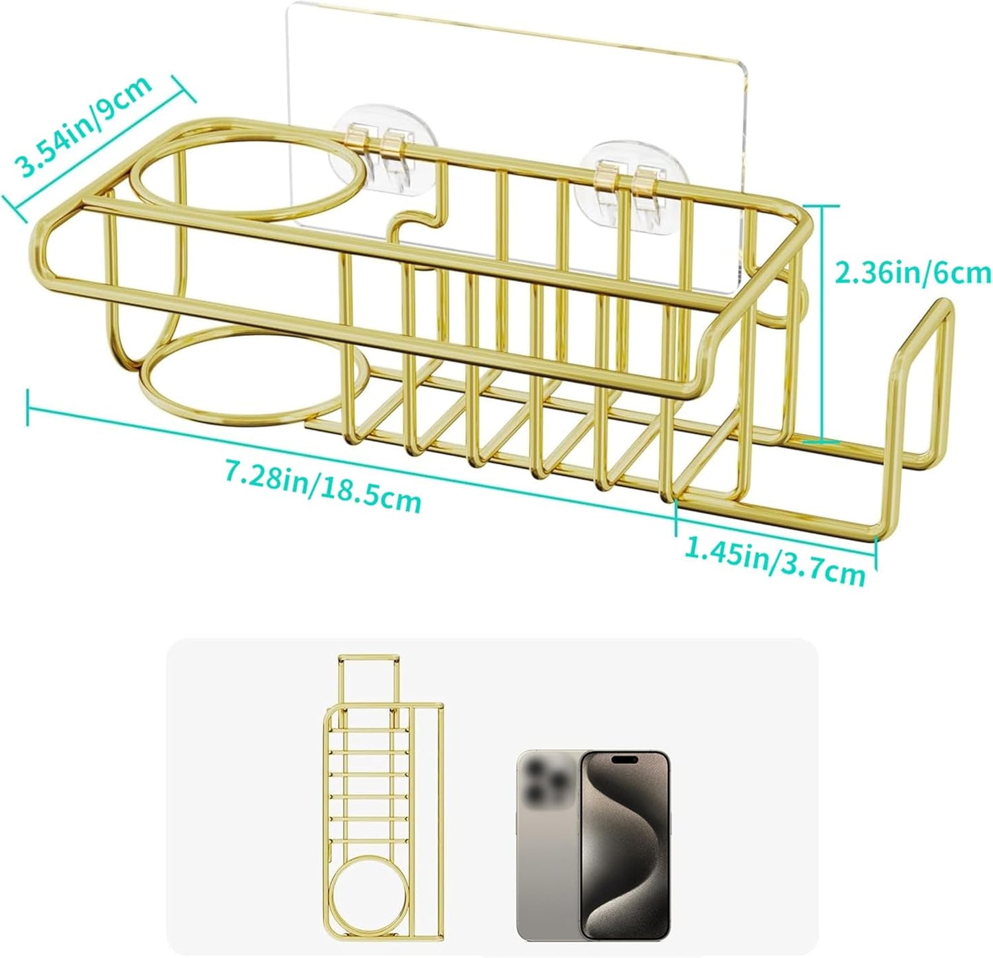 Sponge Holder for Kitchen Sink, No Drill Kitchen Sink Caddy Organizer