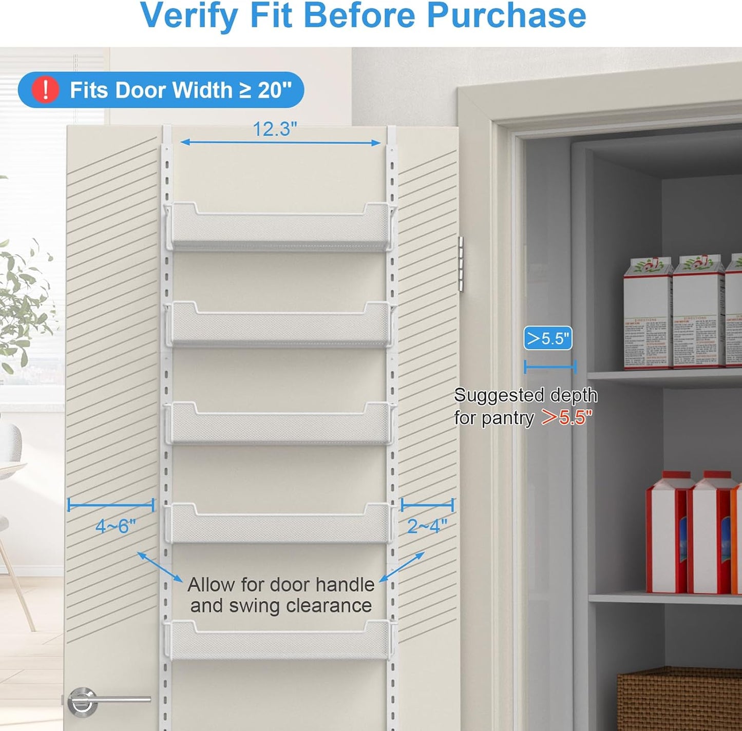 12.3" W Narrow Over the Door Pantry Organizer