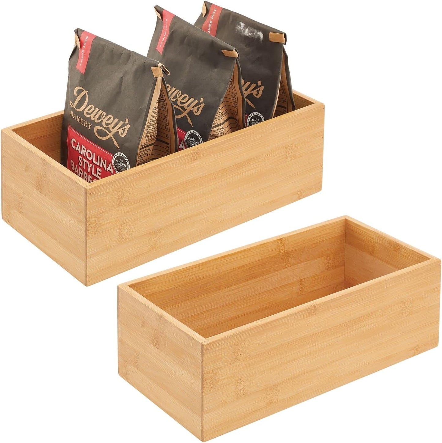 Bamboo Wood Organizer Storage Bin Box for Kitchen, Pantry