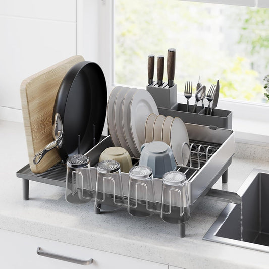 Large Dish Drying Rack, Expandable Dish Dryer for Kitchen Counter